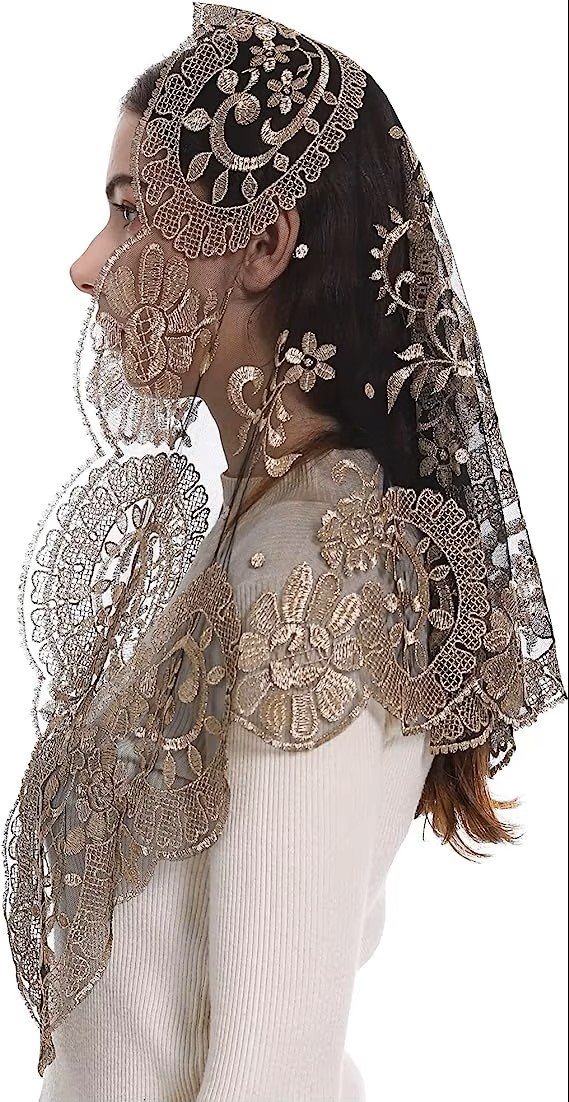 8 Elegant Icon of the Virgin Mary Lace Church Head Covering