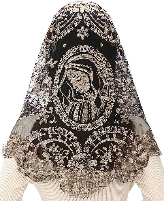 9 Elegant Icon of the Virgin Mary Lace Church Head Covering