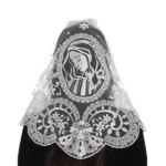 Elegant Icon of the Virgin Mary Lace Church Head Covering