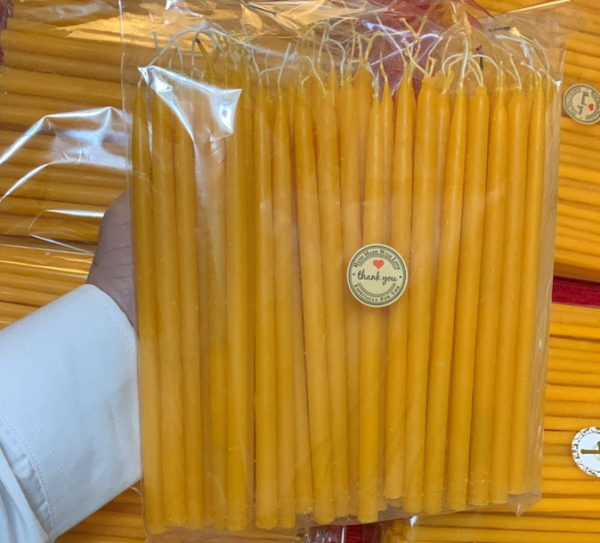 Hand-Dipped Yellow Beeswax Tapers(17.5cm x 0.5cm)