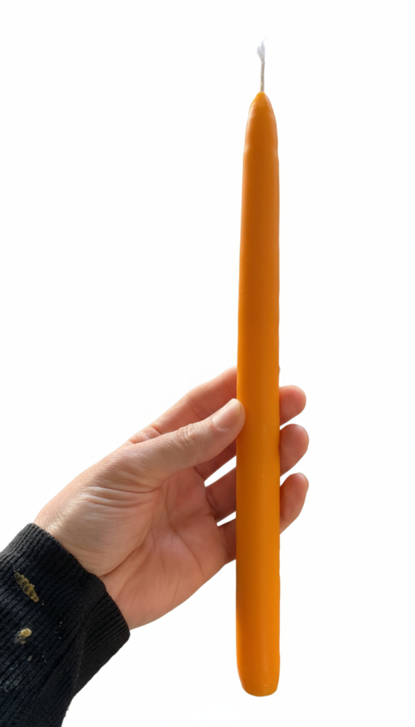 Artisan Hand-Dipped Altar Taper 30 cm × 2.4 cm | Handmade Yellow Beeswax