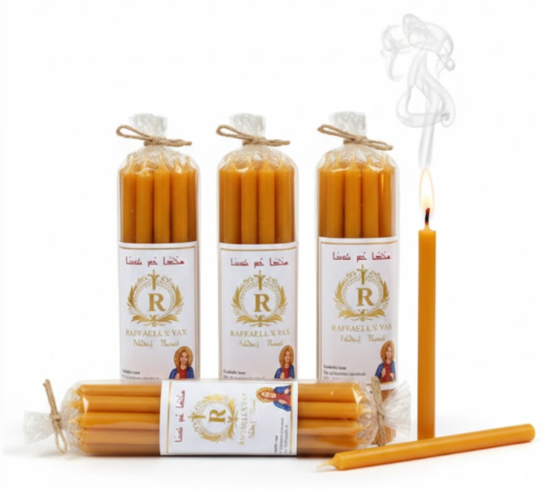 Hand-Dipped Yellow Beeswax Tapers(17.5cm x 0.5cm)