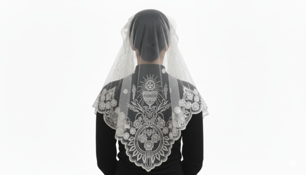 Sacred Eucharistic Chalice & Monstrance Embroidered Lace Church Head Covering