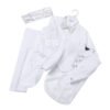 1 (12) Premium Boys' 5-Piece White Formal Tailcoat Suit with Silver Paisley Brocade Accents
