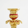 Gold Plated Orthodox Candle Holder with Enamel Cross Emblem & Floral Details