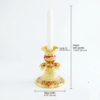 Gold Plated Small Orthodox Candle Stand with Red Floral Enamel (20.5 cm)