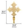 Gilded Sunburst Orthodox Processional Hand Cross with Crucifix and Angel Motif 82.5x 50.5 cm