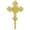Gold Alloy Metal Orthodox Crucifix with Prayer Handle and Double-Sided
