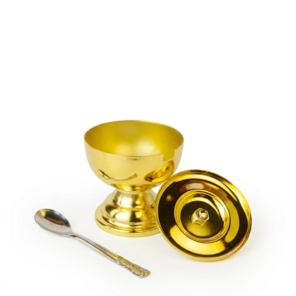 Gold Altar Chalice Cup – Gold Plated Communion & Incense Vessel with Matching Spoon