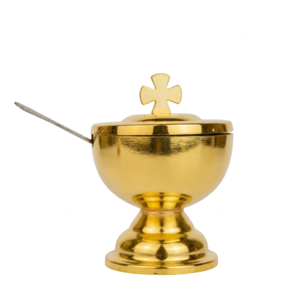 Gold Altar Chalice Cup – Gold Plated Communion & Incense Vessel with Matching Spoon