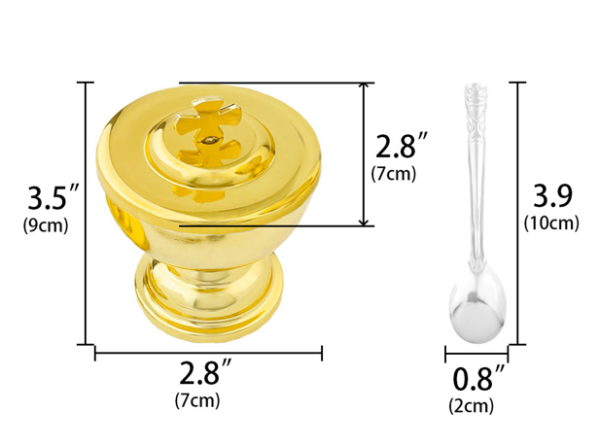 Gold Altar Chalice Cup – Gold Plated Communion & Incense Vessel with Matching Spoon