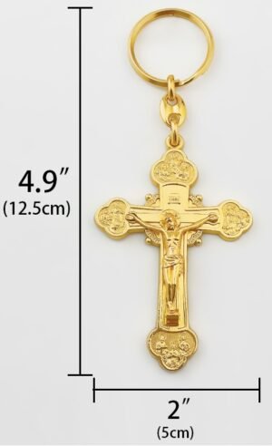 Custom Gold-Plated Jesus Cross Keychain - Christian Souvenir & Religious Gift