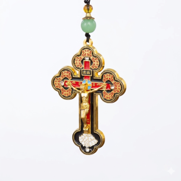 Ornate Eastern Orthodox Crucifix Necklace