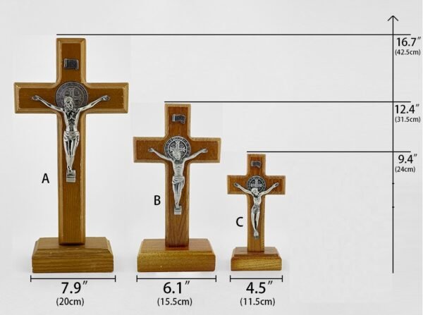 Multiple Size Wood Orthodox Crucifix with Base for Church and Home
