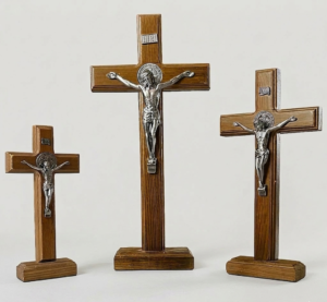 Multiple Size Wood Orthodox Crucifix with Base for Church and Home
