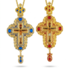Gold-Plated Orthodox Bishop Pectoral Cross – Ornate Jesus Crucifix Necklace with Customized Enamel & Crystals
