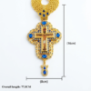 Gold-Plated Orthodox Bishop Pectoral Cross – Ornate Jesus Crucifix Necklace with Customized Enamel & Crystals