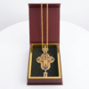 Gold-Plated Orthodox Bishop Pectoral Cross – Ornate Jesus Crucifix Necklace with Customized Enamel & Crystals