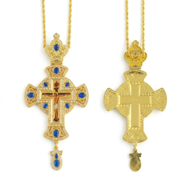 Gold-Plated Bishop & Priest Pectoral Cross – Ornate Orthodox