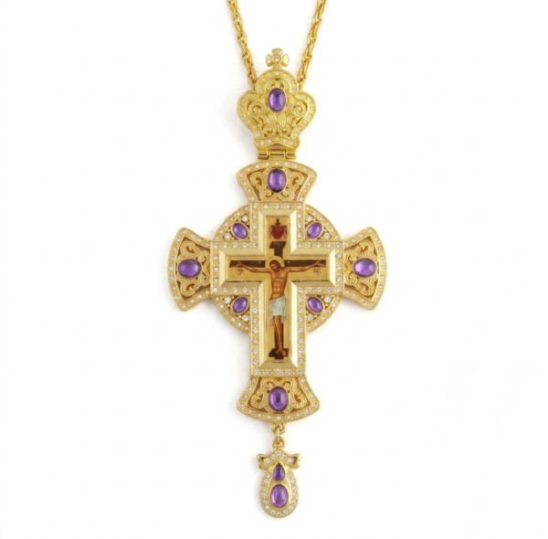 Gold-Plated Bishop & Priest Pectoral Cross – Ornate Orthodox