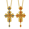 Sovereign Russian Orthodox Filigree Pectoral Cross with Multi-Tonal Gemstones