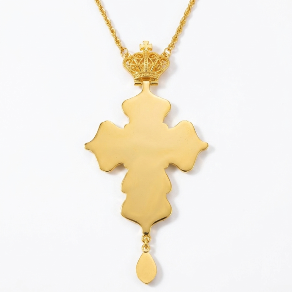 Sovereign Russian Orthodox Filigree Pectoral Cross with Multi-Tonal Gemstones