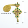 Gold-Plated Greek Orthodox Bishop Pectoral Cross Pendant with Russian Icon of Jesus