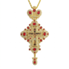 Gold-Plated Greek Orthodox Bishop Pectoral Cross Pendant with Russian Icon of Jesus