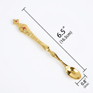 Gold-Plated Orthodox Church Spoon with Red Crystal Accents