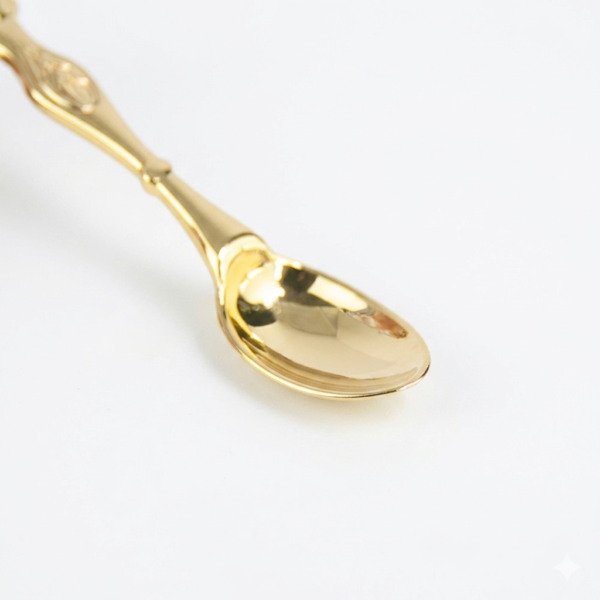 Gold-Plated Orthodox Church Spoon with Red Crystal Accents