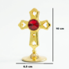 Gold-Plated Orthodox Table Cross with Ruby Crystal Center
