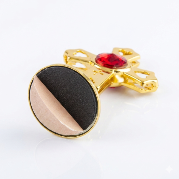 Gold-Plated Orthodox Table Cross with Ruby Crystal Center