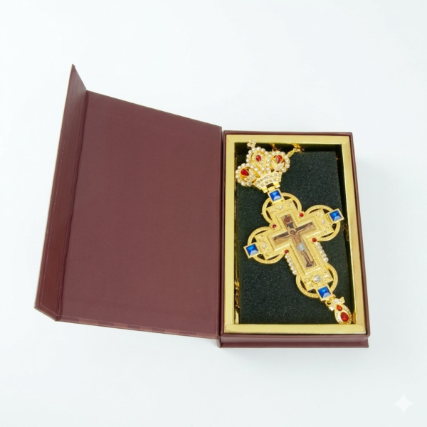 Luxury Gold-Plated Orthodox Cross Pendant Necklace with Jesus Icon