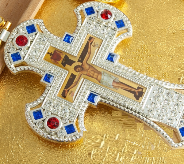 Large Orthodox Jesus Crucifix Cross Necklace – Gold/Silver Plated Resin Pendant