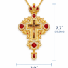 Gold-Plated Imperial Orthodox Pectoral Cross – Ornate Bishop's Crucifix with Ruby Red Crystals and Filigree Detailing